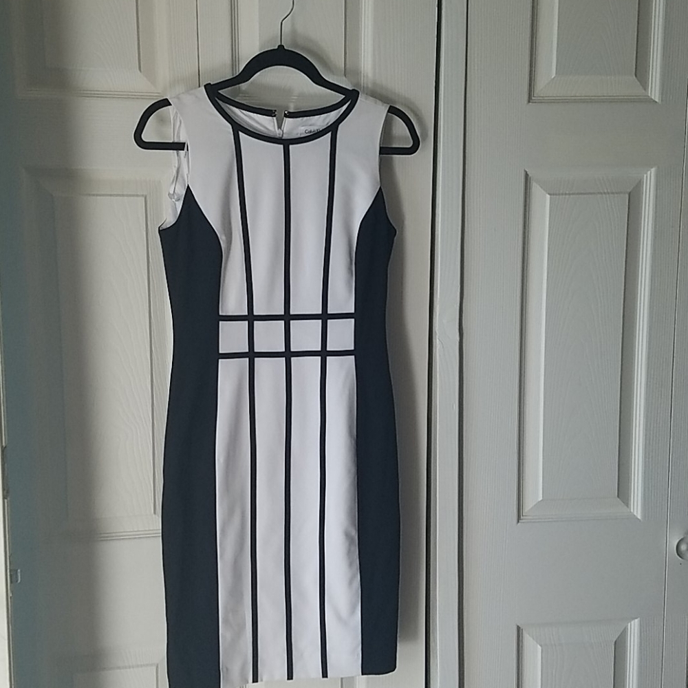 Calvin Klein black and white dress